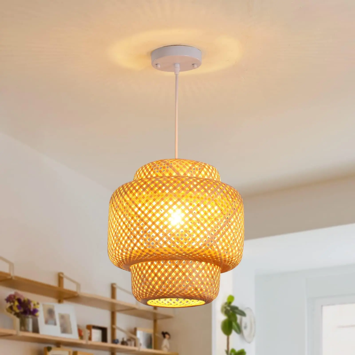 Suspension rotin salon lanterne – Image 8