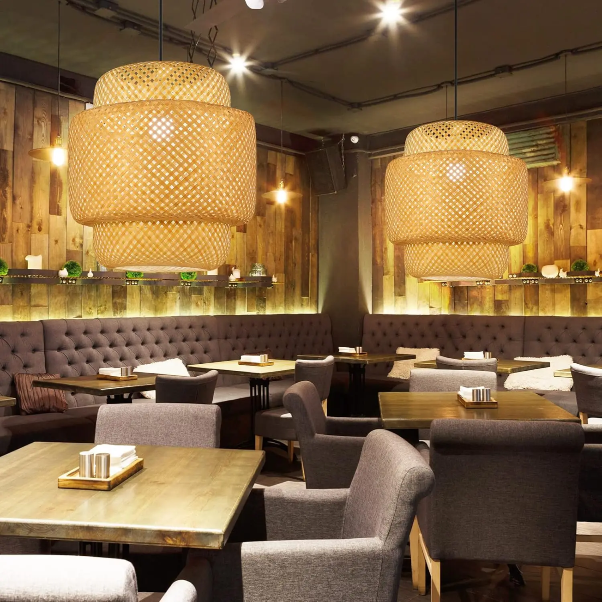 Suspension rotin salon lanterne – Image 9