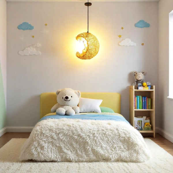 Suspension rotin enfant lune