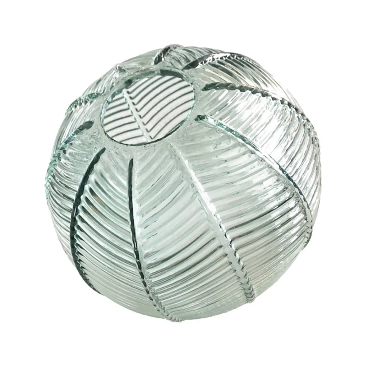 Suspension en verre vintage strié vert – Image 6