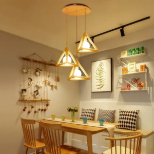 Suspension 3 lampes bois géométrique-2