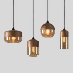 Suspension bois et verre