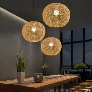 Grande boule suspension paille ficelle - 1