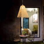 Suspension paille rotin