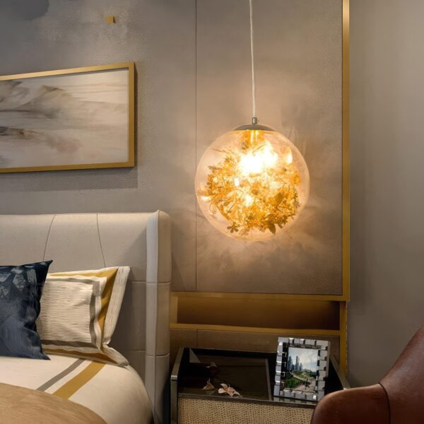 Suspension fleur boule en verre