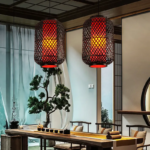 Suspension bambou noir lanterne