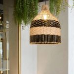 Suspension rotin cuisine noir et blanc – Image 2