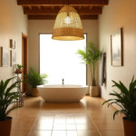 Suspension bambou salle de bain