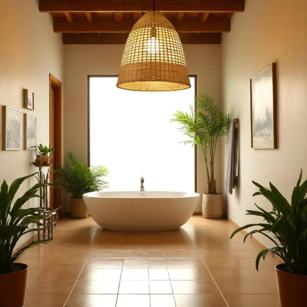 Suspension bambou salle de bain