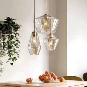 suspension 3 lampes verre luxe 6