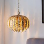 Suspension fleur laurier doré luxe