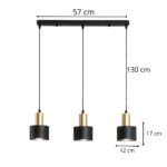 Suspension metal noir 3 lampes – Image 6