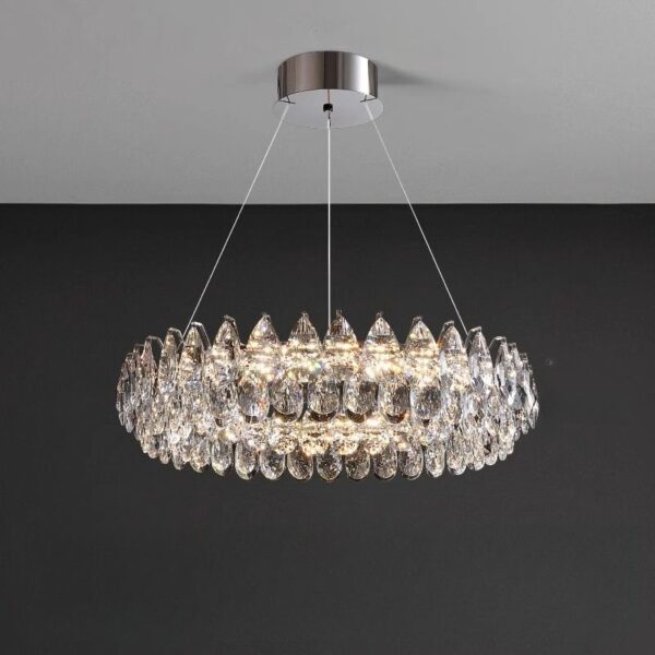 Lampe salon large suspension art deco cristal