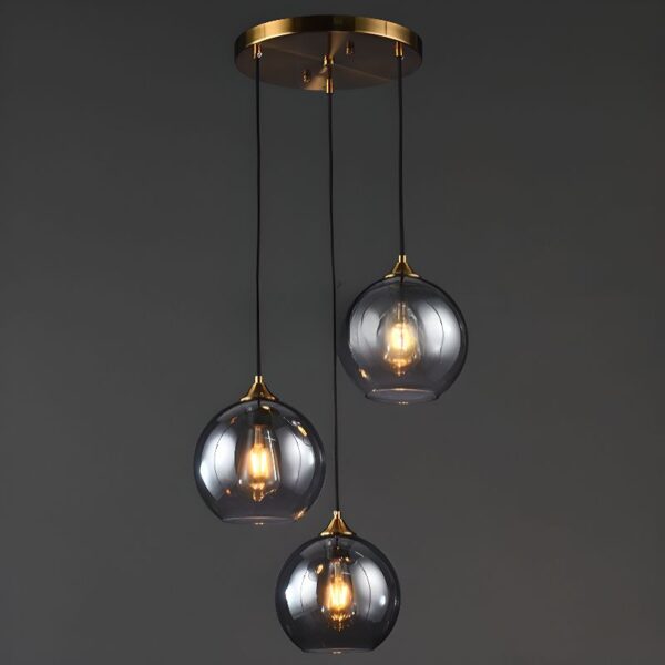 Suspension 3 lampes verre fumé