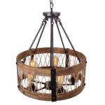 Suspension industrielle corde bois scandinave – Image 5