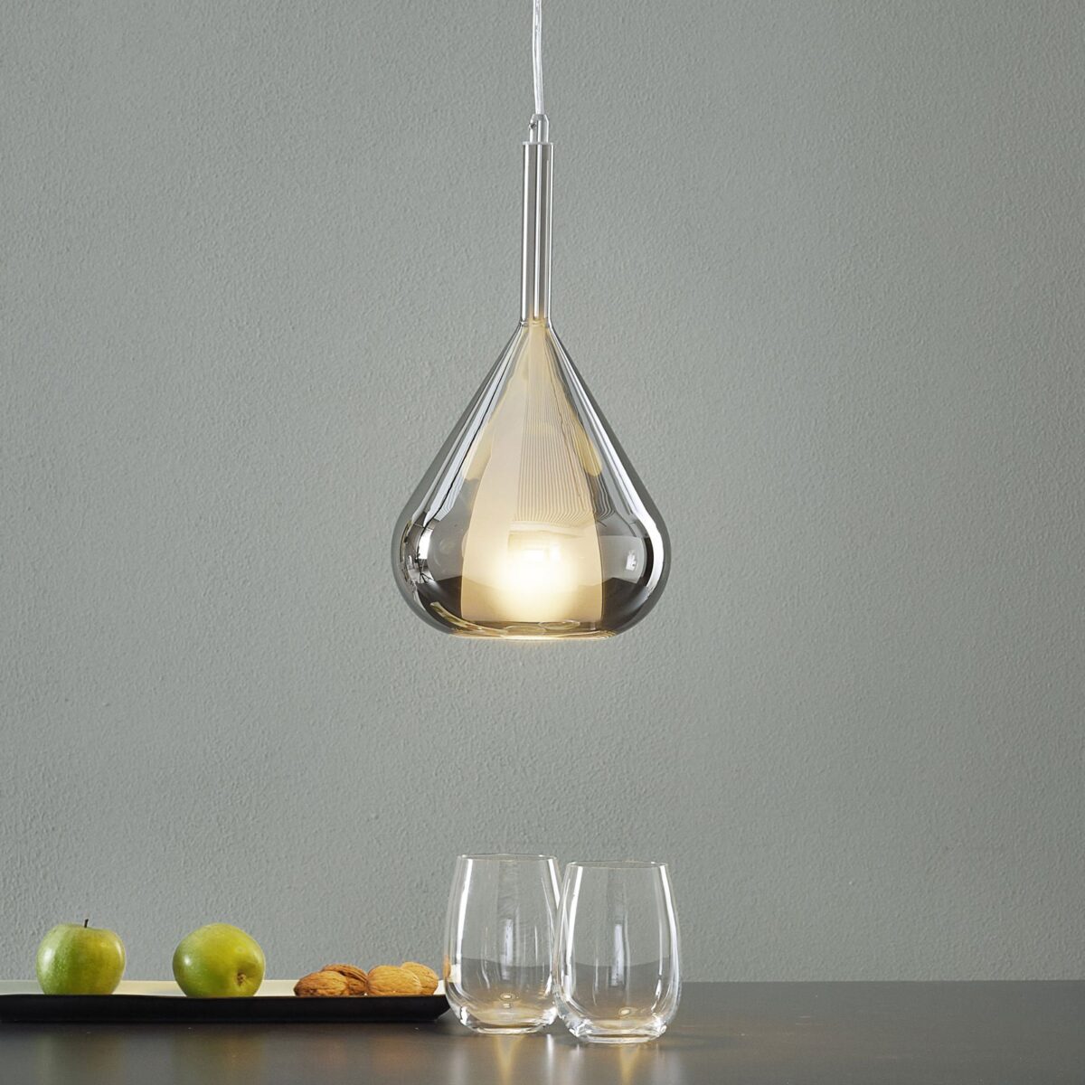Luminaire suspension bulles de verre gouttes fumée – Image 5