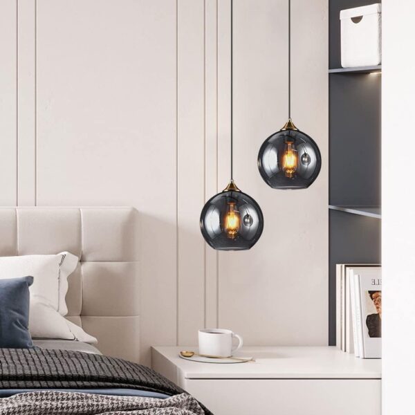 Suspension globe verre fumé