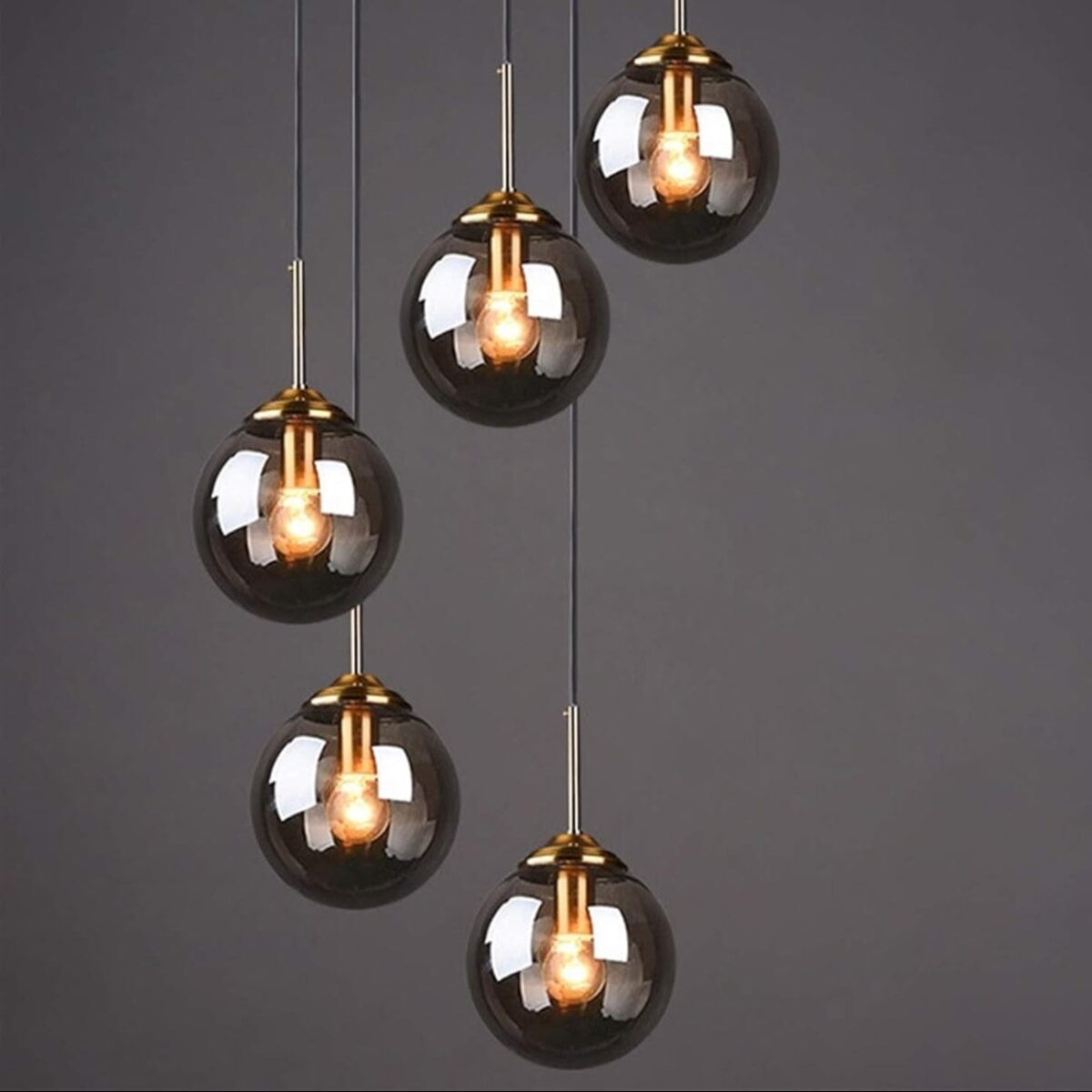 Suspension verre fumé 5 têtes – Image 5