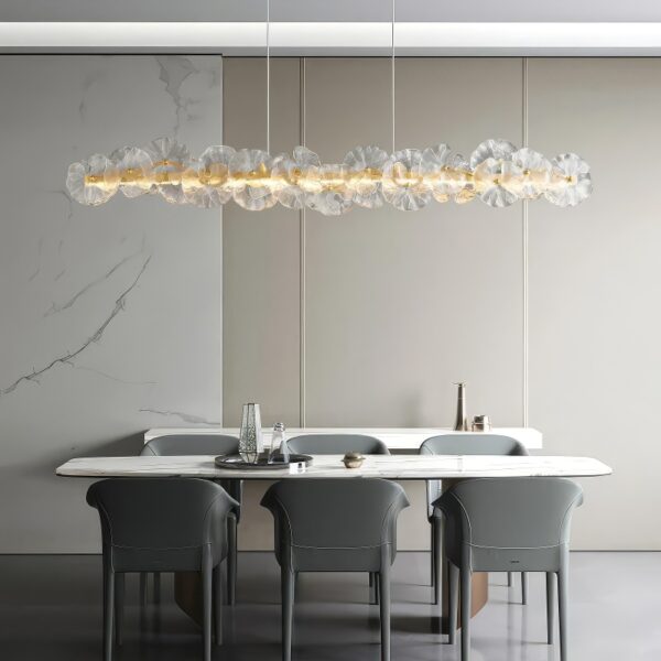 Grande suspension laiton fleur de verre