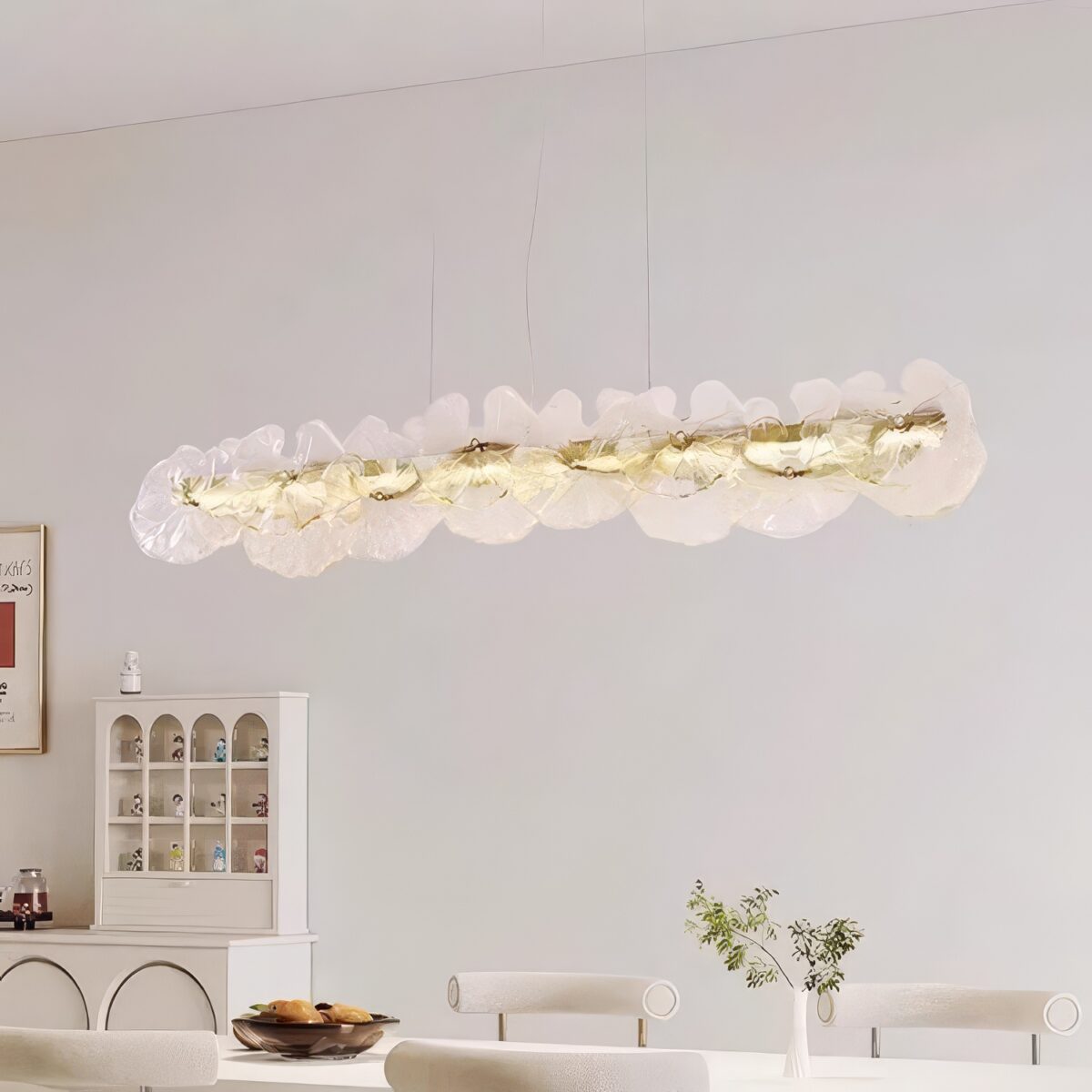 Grande suspension laiton fleur de verre – Image 4