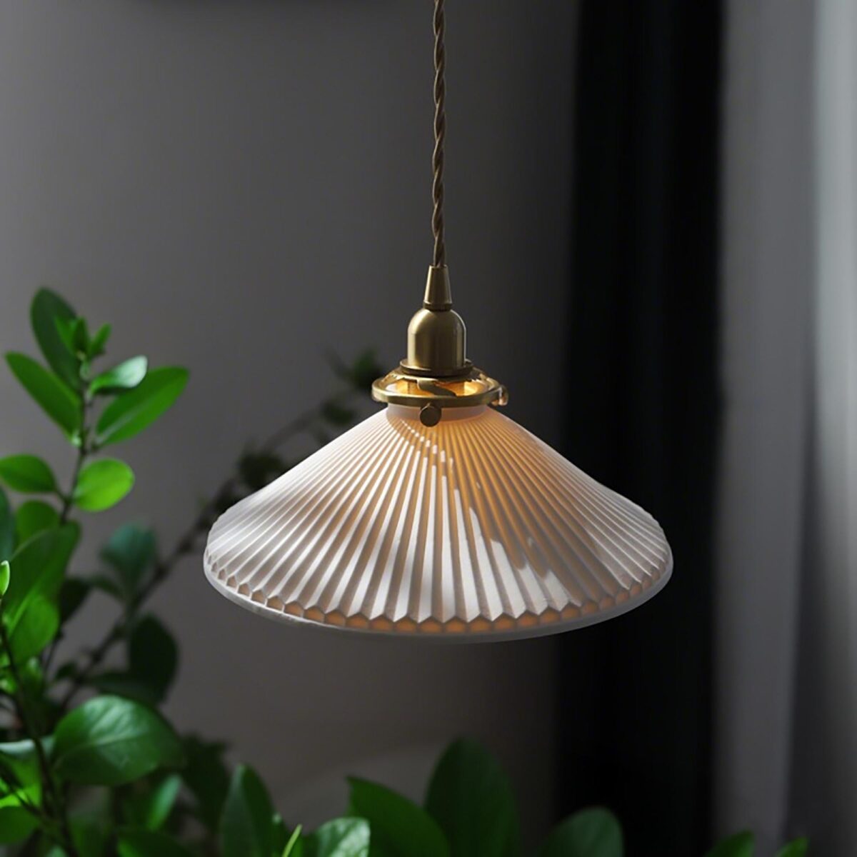 Suspension art déco porcelaine blanche – Image 2