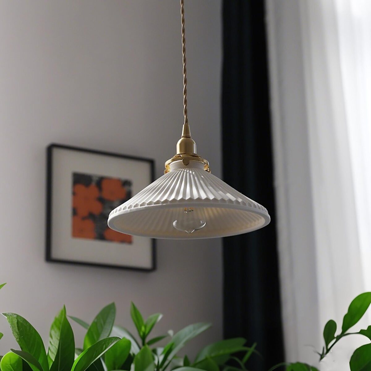 Suspension art déco porcelaine blanche – Image 5