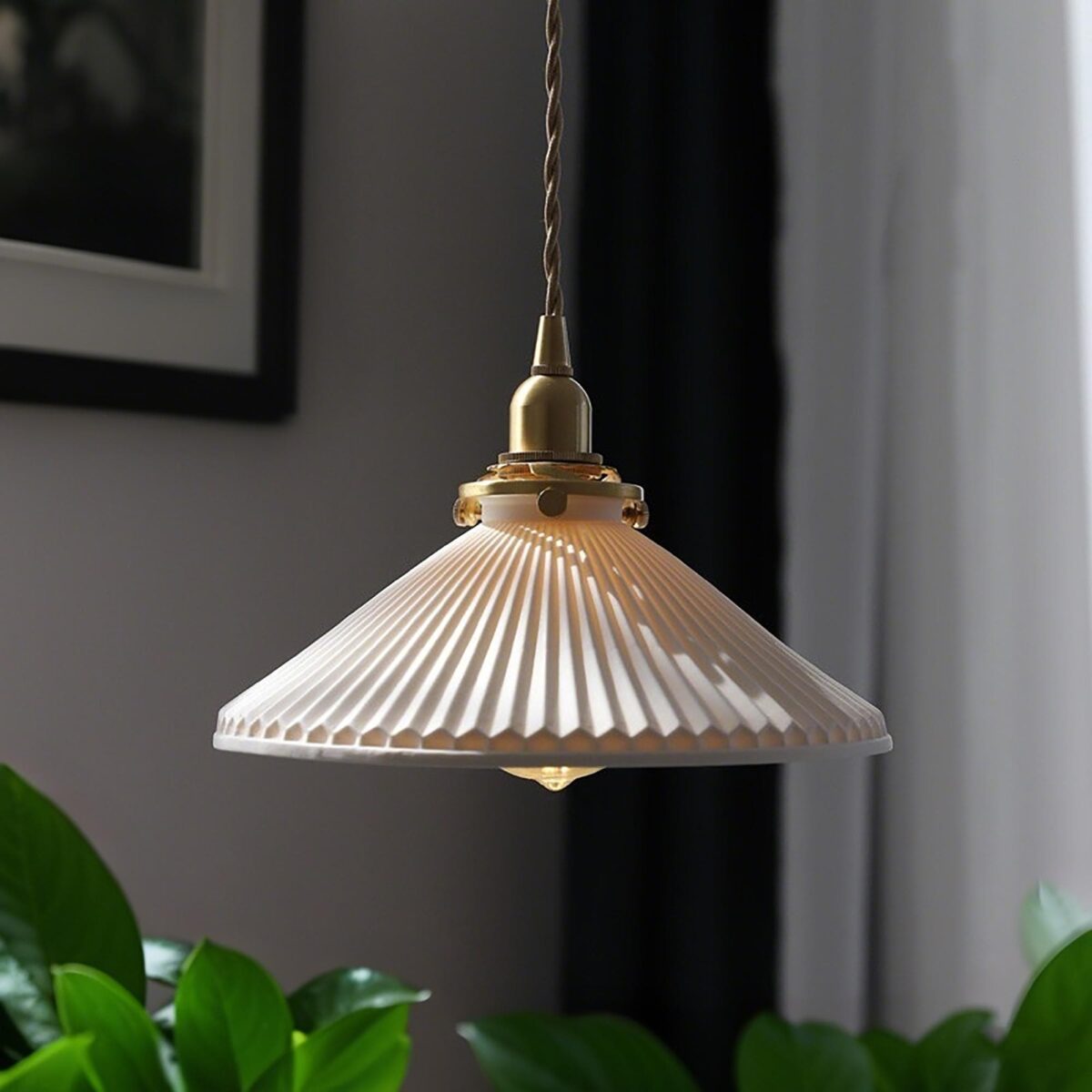 Suspension art déco porcelaine blanche – Image 4