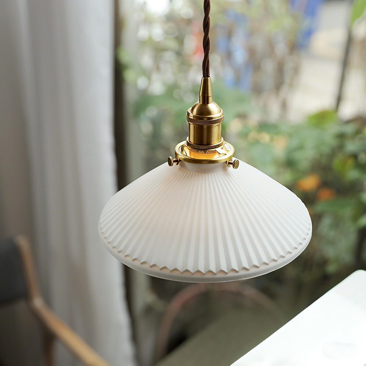 Suspension art déco porcelaine blanche – Image 7