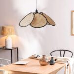 Suspension cannage fleur rotin