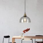 Luminaire suspension verre fumé cloche – Image 4