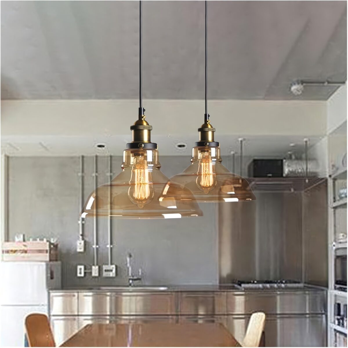Suspension vintage verre fumé – Image 5