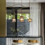 Suspension vintage verre et laiton