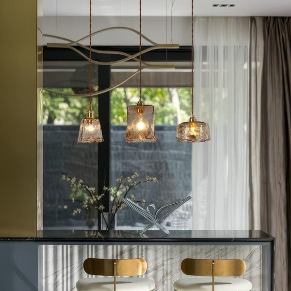 Suspension vintage verre et laiton