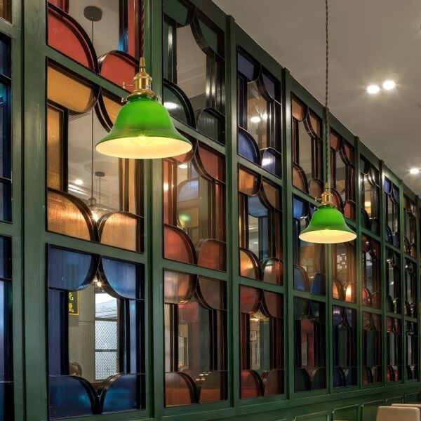 Suspension porcelaine vintage vert