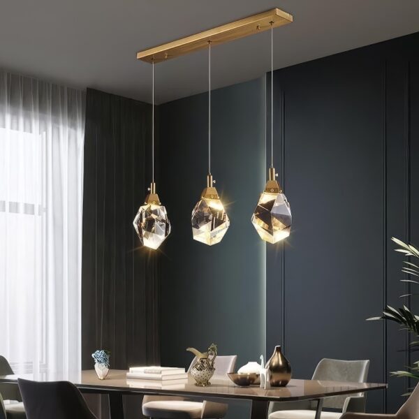 Suspension 3 lampes diamant