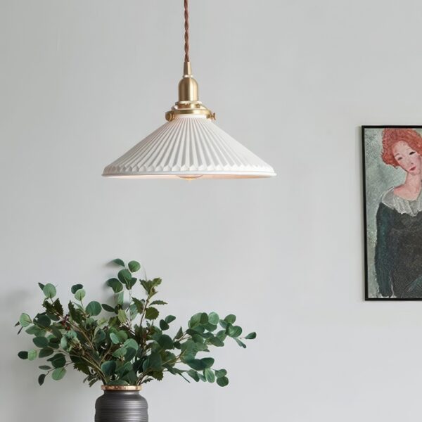 Suspension art déco porcelaine blanche