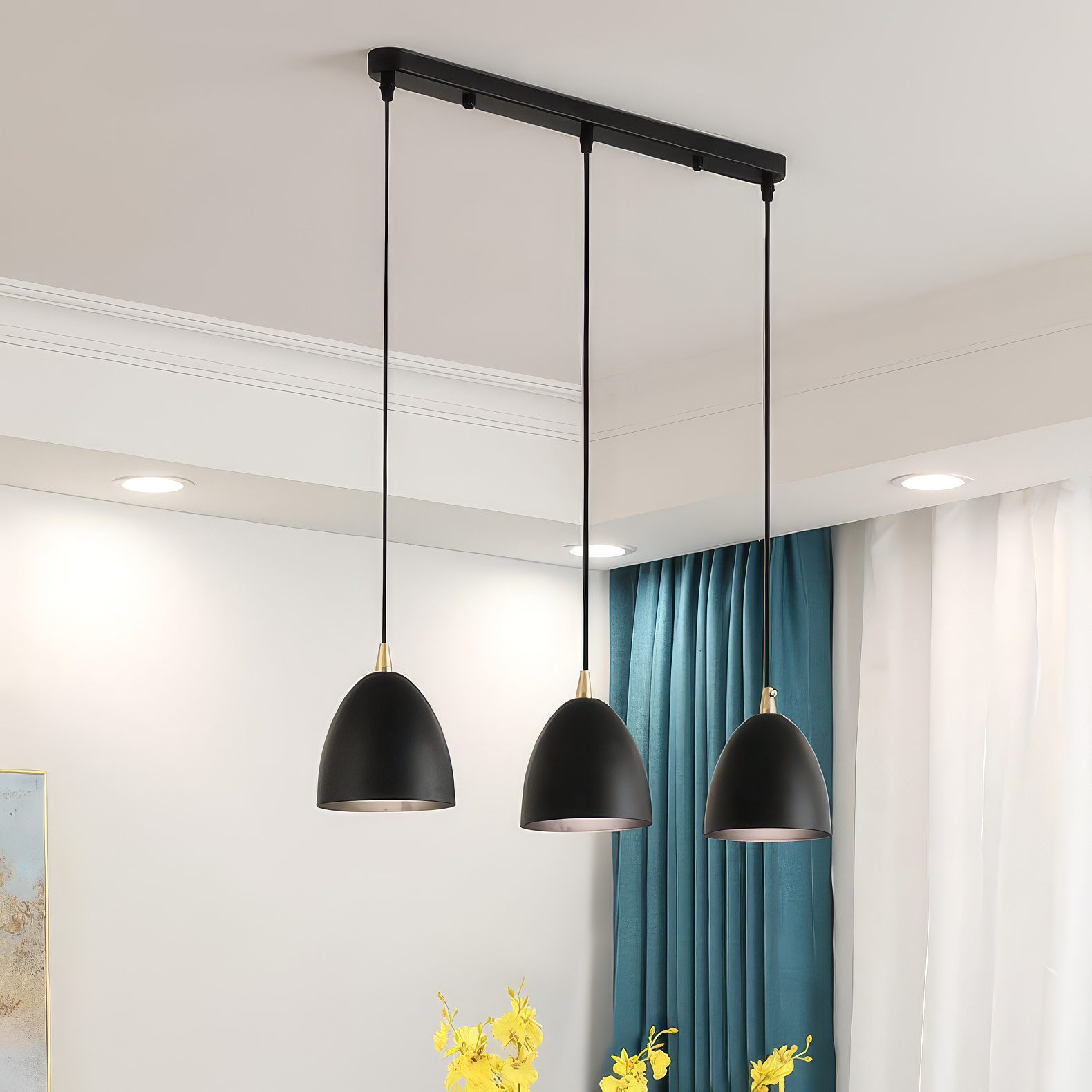 image Suspension industrielle 3 lampes minimaliste
