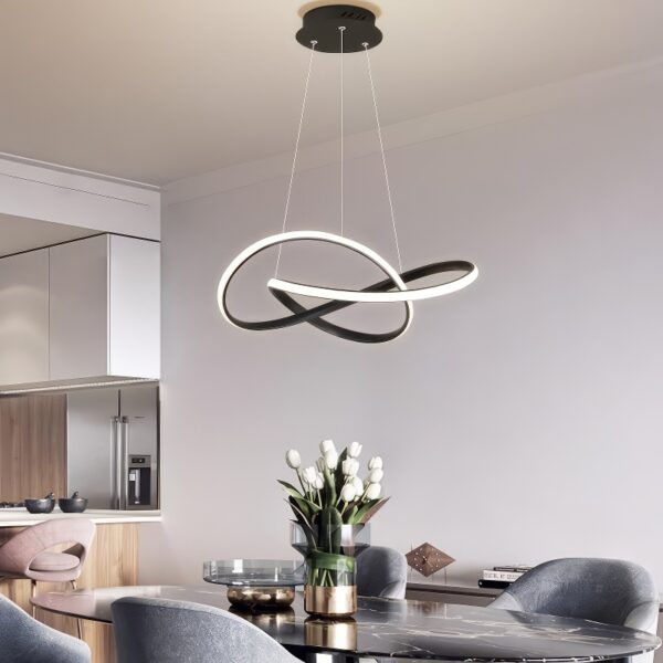 Suspension design LED anneaux entrelacés