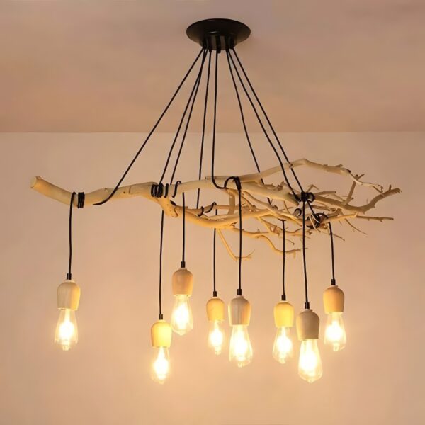 Lampe bois flotté suspension