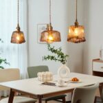 Suspension vintage verre et laiton – Image 4