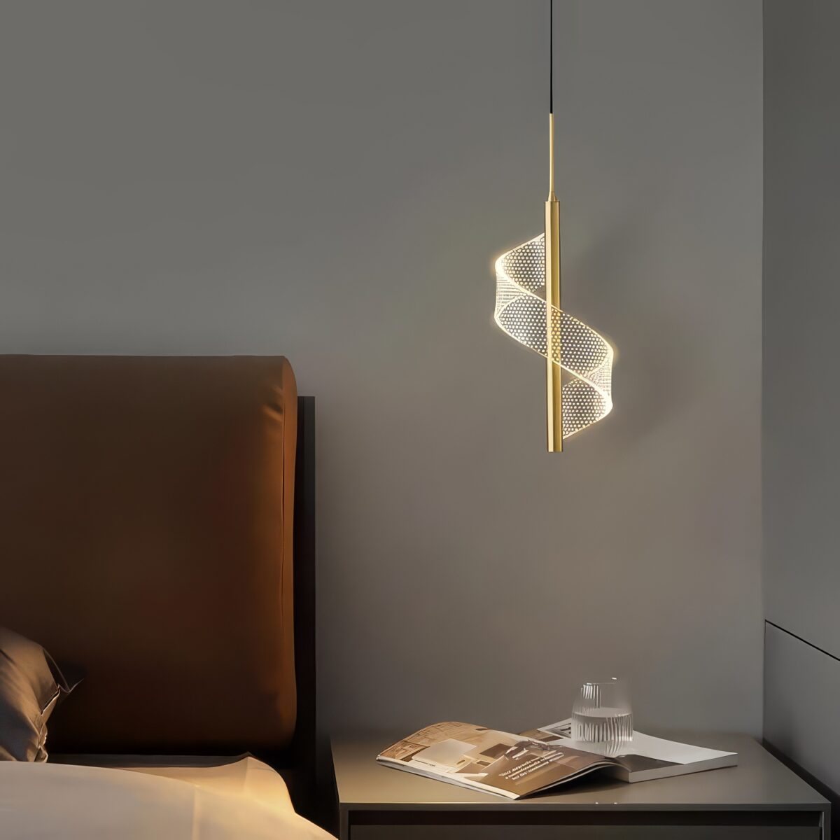 Suspension LED spirale dorée – Image 3
