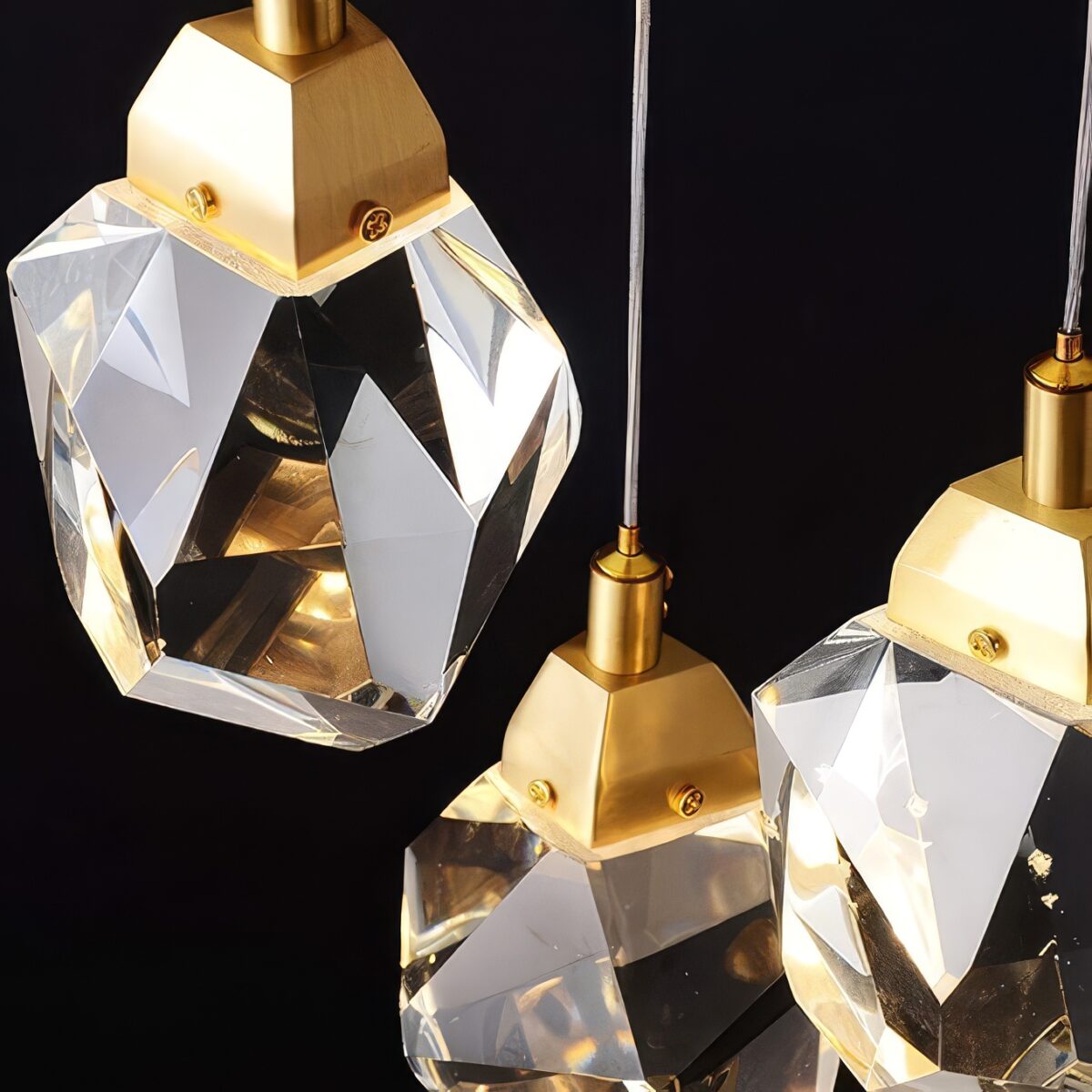 Suspension 3 lampes diamant – Image 2