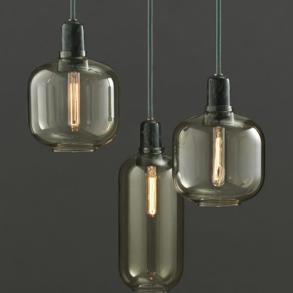 Lampe suspension verre fumé