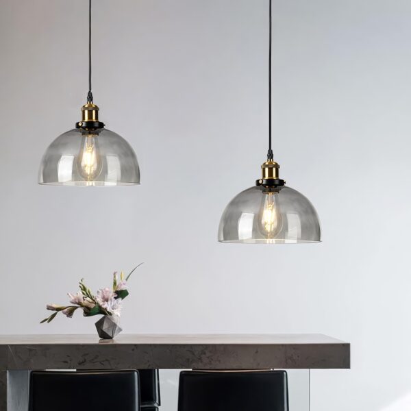 LUMINAIRE verre fumé suspension cloche 1