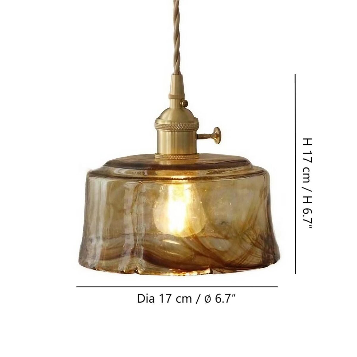 Suspension vintage verre et laiton – Image 9