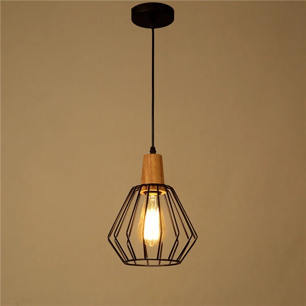 Suspension bois et métal noir cage