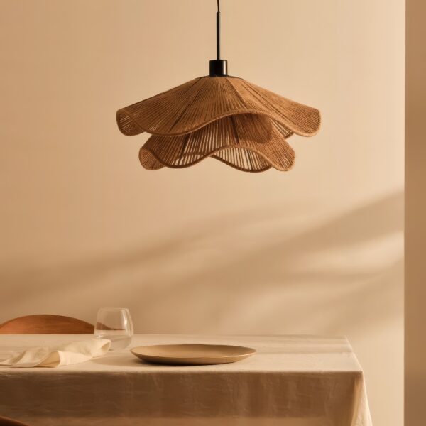 Grande suspension luminaire corde tressée