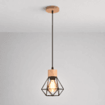 Suspension bois et métal noir cage