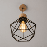 Suspension bois et métal noir cage – Image 5
