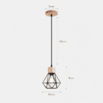 Suspension bois et métal noir cage – Image 3